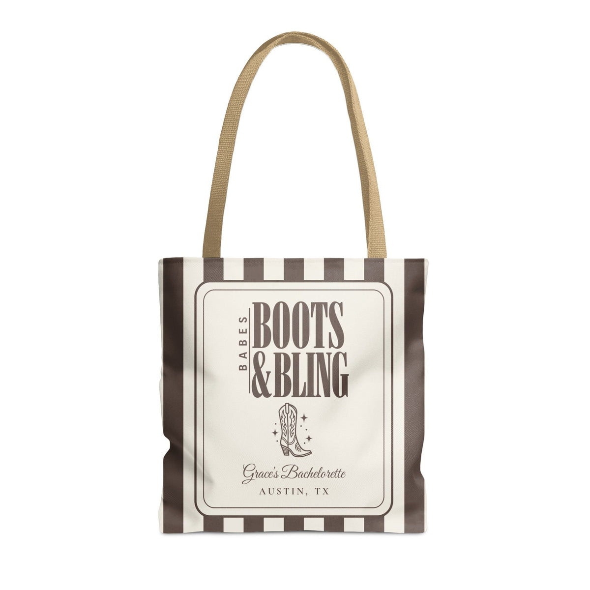 Boots & Bling striped tote bag, Espresso