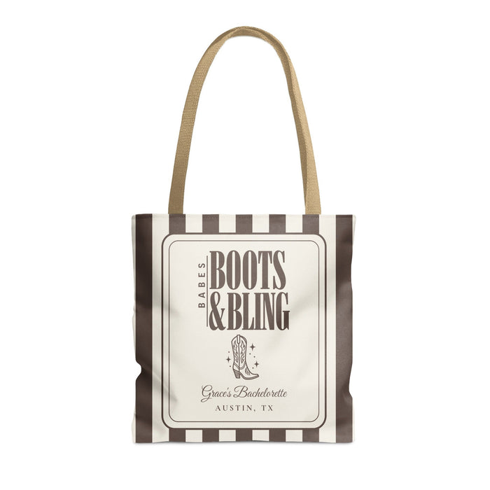 Boots & Bling striped tote bag, Espresso