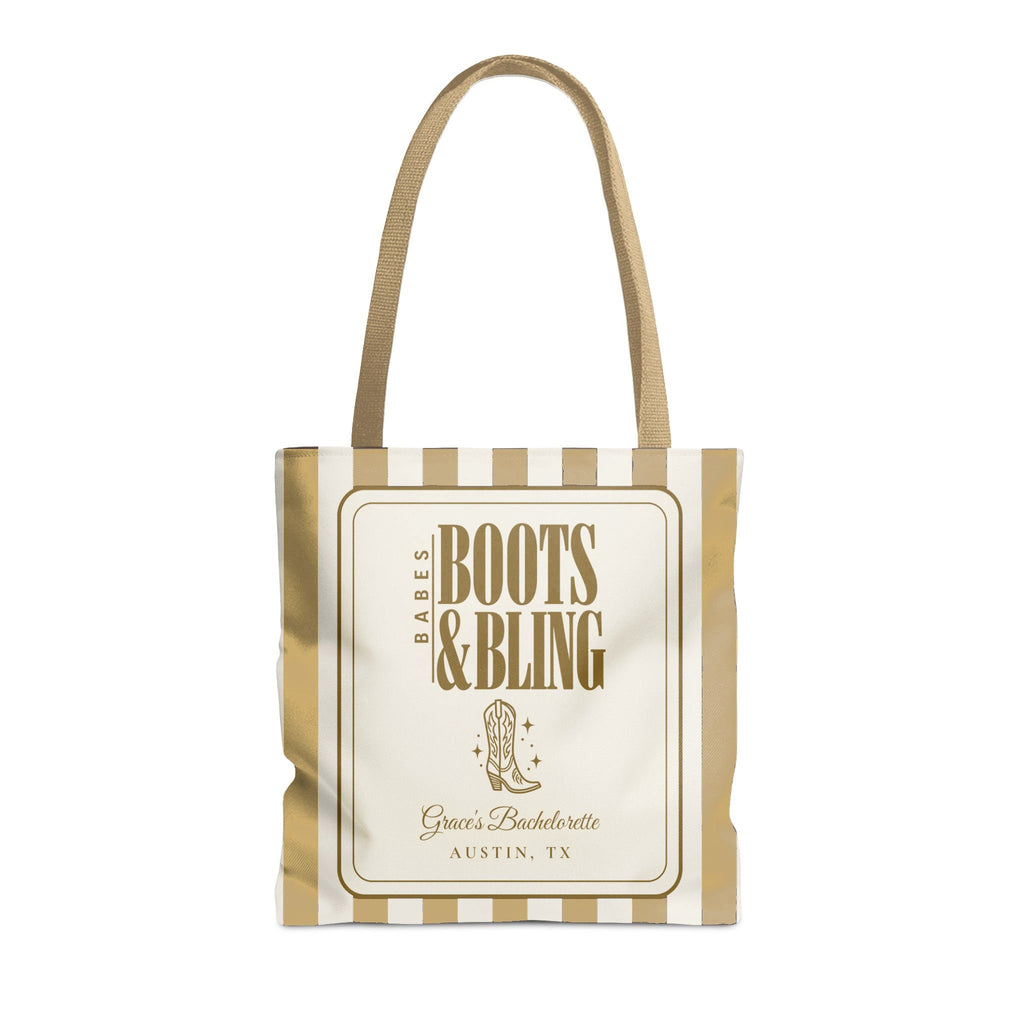Boots & Bling striped tote bag, Mustard