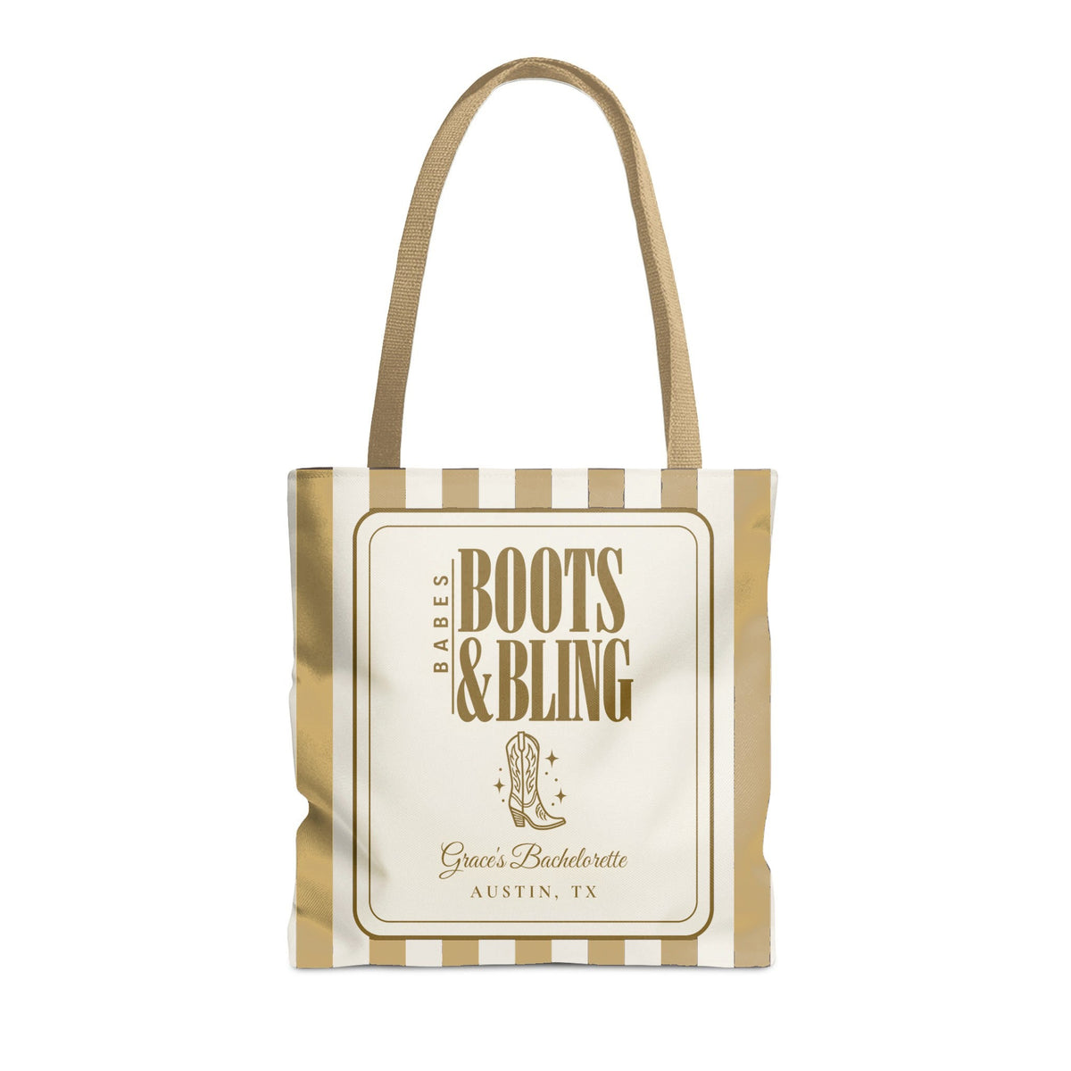 Boots & Bling striped tote bag, Mustard