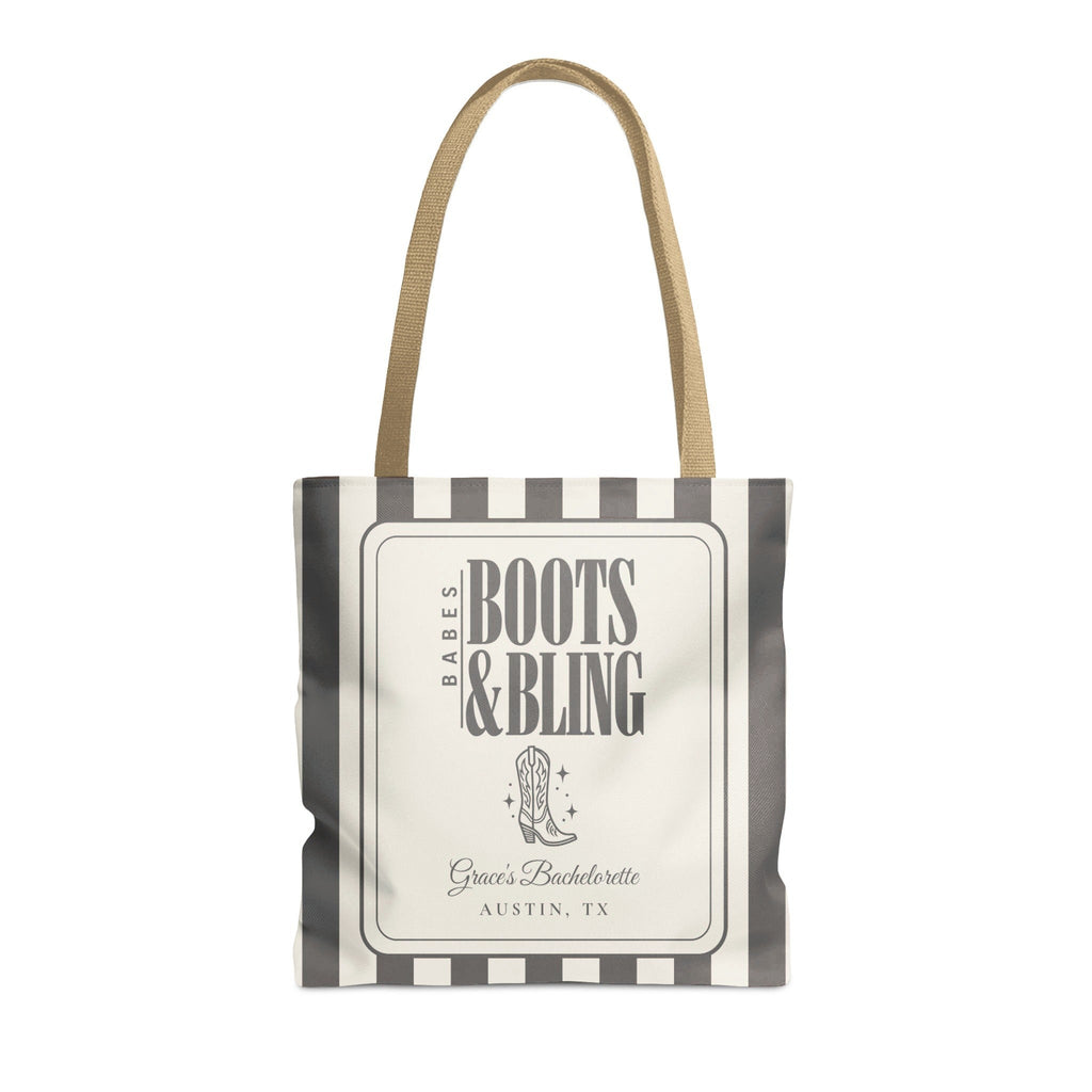 Boots & Bling striped tote bag, Pepper