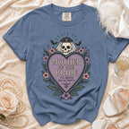 Blue t-shirt with "Mother of the Bride 'Til Death (Do Us Party)" text design.
