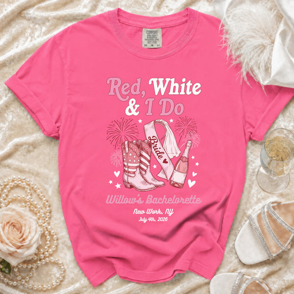 Red White & I Do Bachelorette T-Shirt in Crunchberry