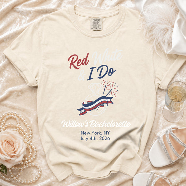 Red, White & I Do" Celebration T-Shirt in Ivory