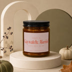 Amber jar candle with "Gaywatch: Married Season Finale: The Vows" label.