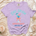 Purple t-shirt with "Last Splash" and "Sarah's Bach Malibu, CA Summer 2026".