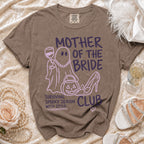 "Mother of the Bride" shirt with ghost, pumpkin, and high heel graphics.