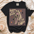 Black t-shirt with a coffin, skull, and "Mother of the Bride I Do Coffins" text.