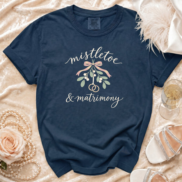 Mistletoe Matrimony T-Shirt in True Navy