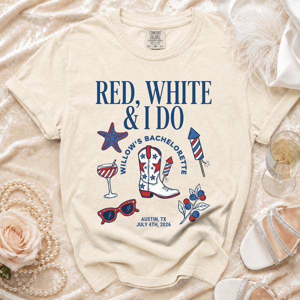 Red, White & I Do Bachelorette T-Shirt in Ivory