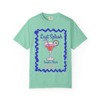 "Last Splash" bachelorette t-shirt with a cocktail and wavy border.