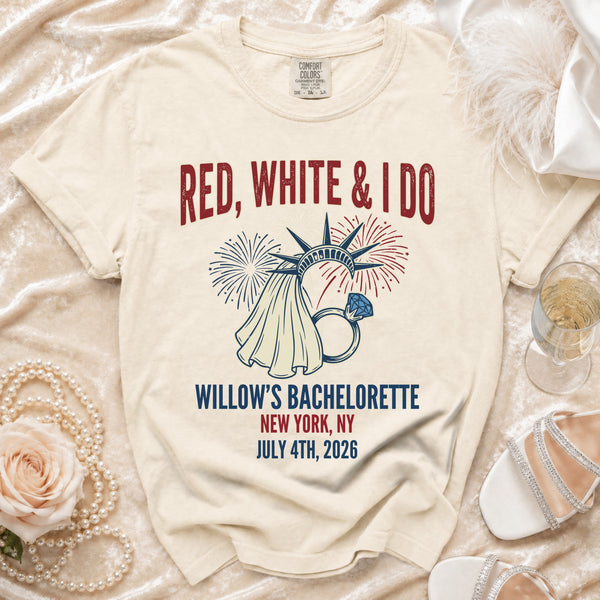 Red, White & I Do Bachelorette T-Shirt in Ivory