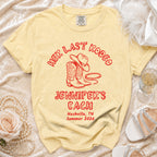 Yellow t-shirt with "Her Last Rodeo" graphic for Jennifer's Bach in Nashville.