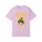 T-shirt with "Her Last Rodeo" text and cowboy graphic for Jennifer's Bach.