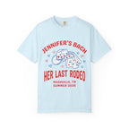 Light blue t-shirt with "Jennifer's Bach Her Last Rodeo" and Nashville text.