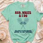 Mint t-shirt with "Red, White & I Do" text and fireworks graphic.