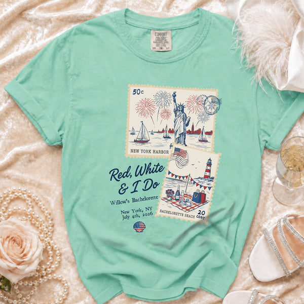 Red White & I Do Bachelorette July 4th T-Shirt in Island Reef