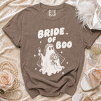 Brown t-shirt with "Bride of Boo" text and ghost graphic.