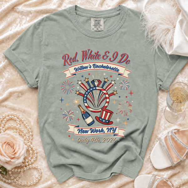 Red, White & I Do Bachelorette T-Shirt in Bay