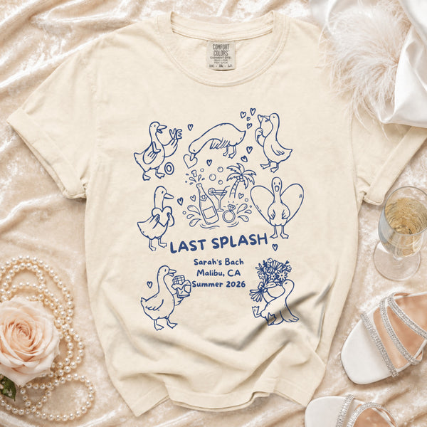 Last Splash Bachelorette Geese T-Shirt in Ivory