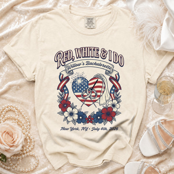 Red, White & I Do Bachelorette T-Shirt in Ivory