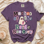 Purple t-shirt with "Mother of the Bride Boo Crew" text and a ghost graphic.