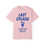 Pink t-shirt with "Last Splash" and cocktail glass design.