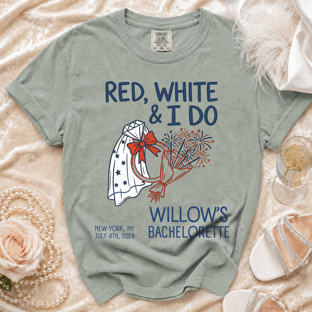 Red, white, and I do Willow's Bachelorette July 4th 2026 shirt.