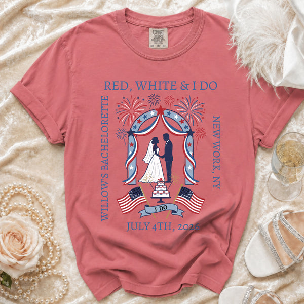 Red, White & I Do Bachelorette T-Shirt in Watermelon
