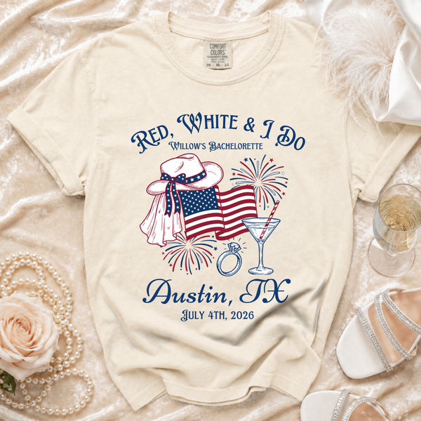 Red, White & I Do Celebration T-Shirt in Ivory