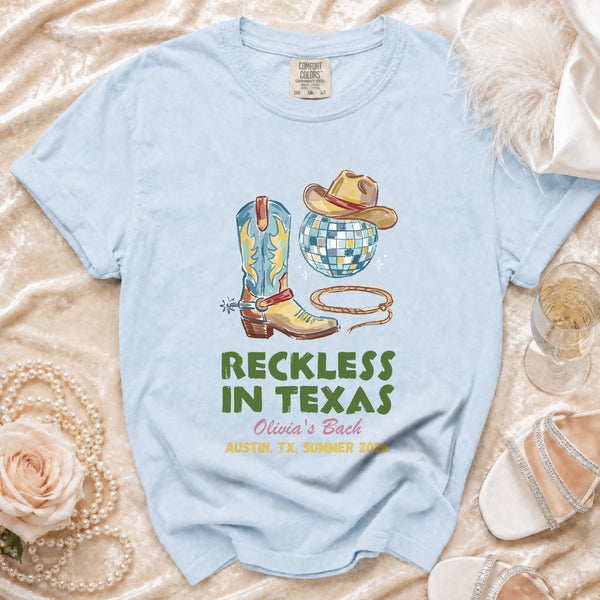 Reckless Disco Texas Bachelorette T-shirt in Chambray