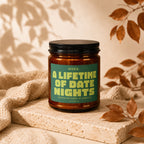 Amber candle with "A Lifetime of Date Nights. Reservation Cannot Be Cancelled" text.
