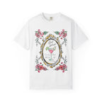 White t-shirt with "Last Splash Sarah's Bach LA Summer 2018" text inside an ornate oval frame.