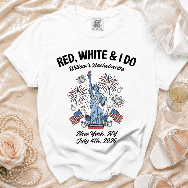 Red, White & I Do Bachelorette T-Shirt in White