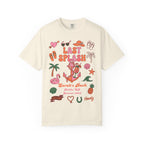 Cream t-shirt with "Last Splash" and "Sarah's Bach Malibu CA Summer 2026" graphic.