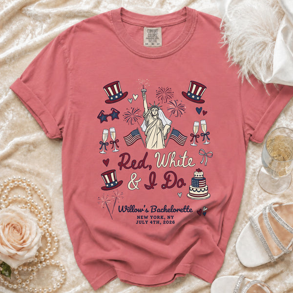 Red, White & I Do Bachelorette Party T-Shirt in Watermelon