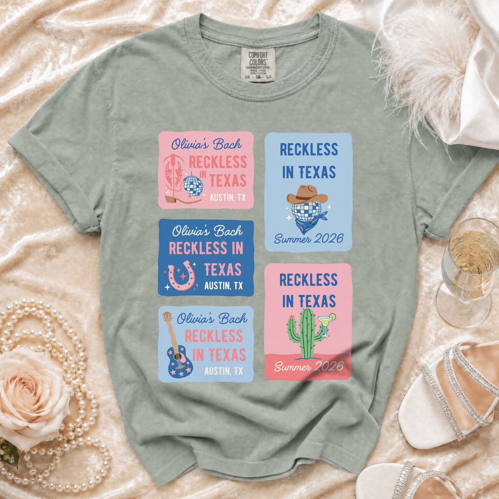 T-shirt with four square designs for "Olivia's Bach" in Texas.