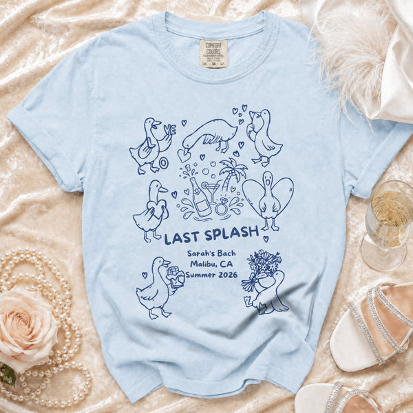 Last Splash Bachelorette Geese T-Shirt in Chambray