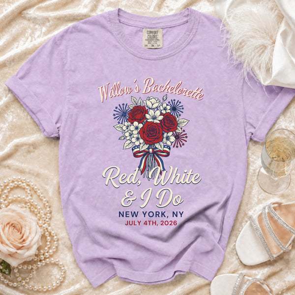 Red, White & I Do Bachelorette T-Shirt in Orchid