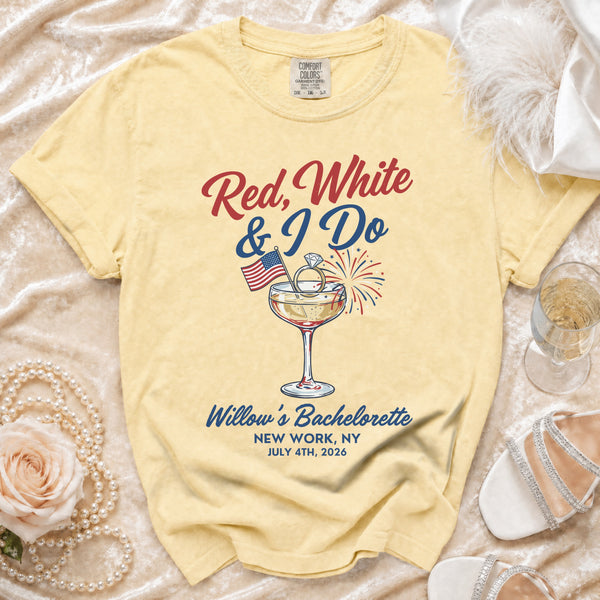 Red, White & I Do Celebration T-Shirt in Butter