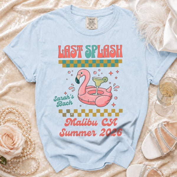 Last Splash Retro Flamingo T-Shirt in Chambray