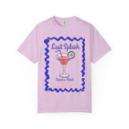 Lavender t-shirt with "Last Splash Sarah's Bach Malibu, CA Summer 2025" graphic.
