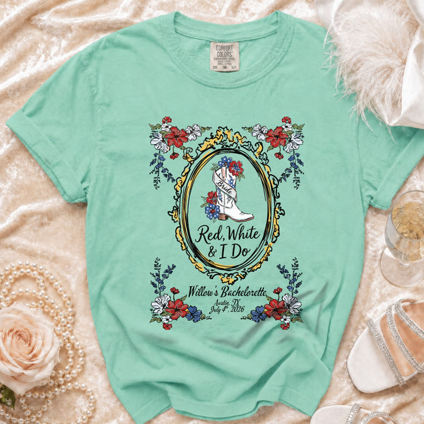 Red, White & I Do Bride T-Shirt in Island Reef