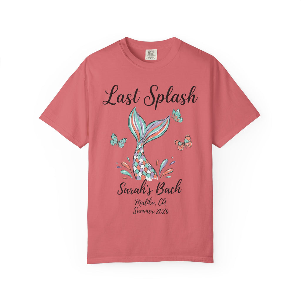 "Last Splash" text above a mermaid tail and butterflies, for Sarah's Bach Summer 2026.
