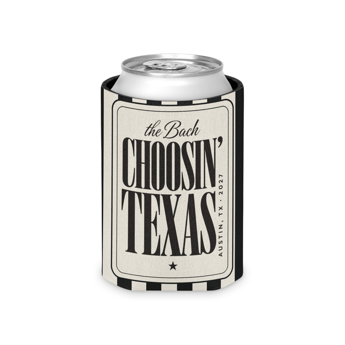 Choosin' Texas striped can cooler, Black