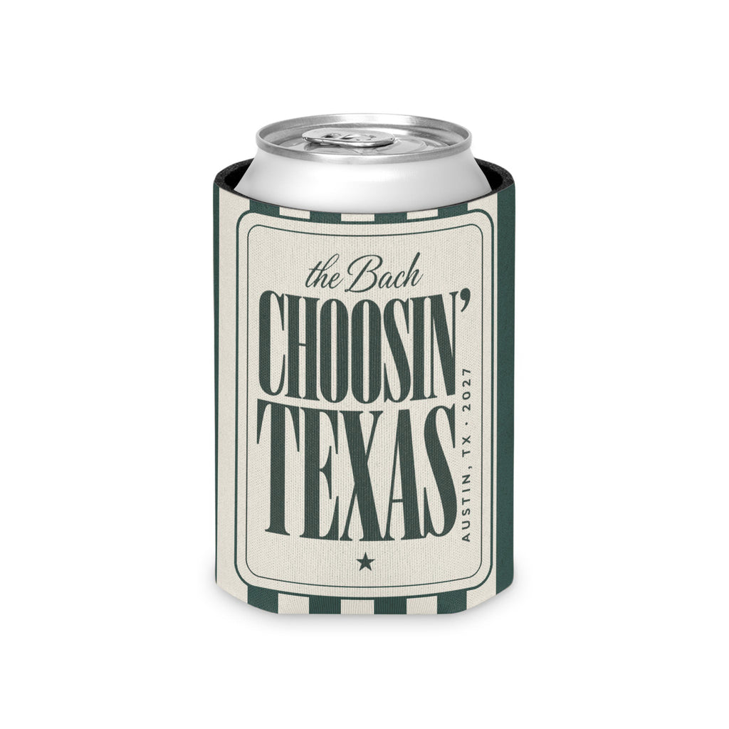 Choosin' Texas striped can cooler, Blue Spruce