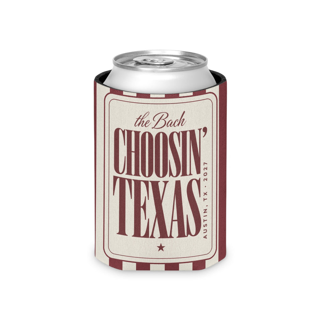 Choosin' Texas striped can cooler, Chili