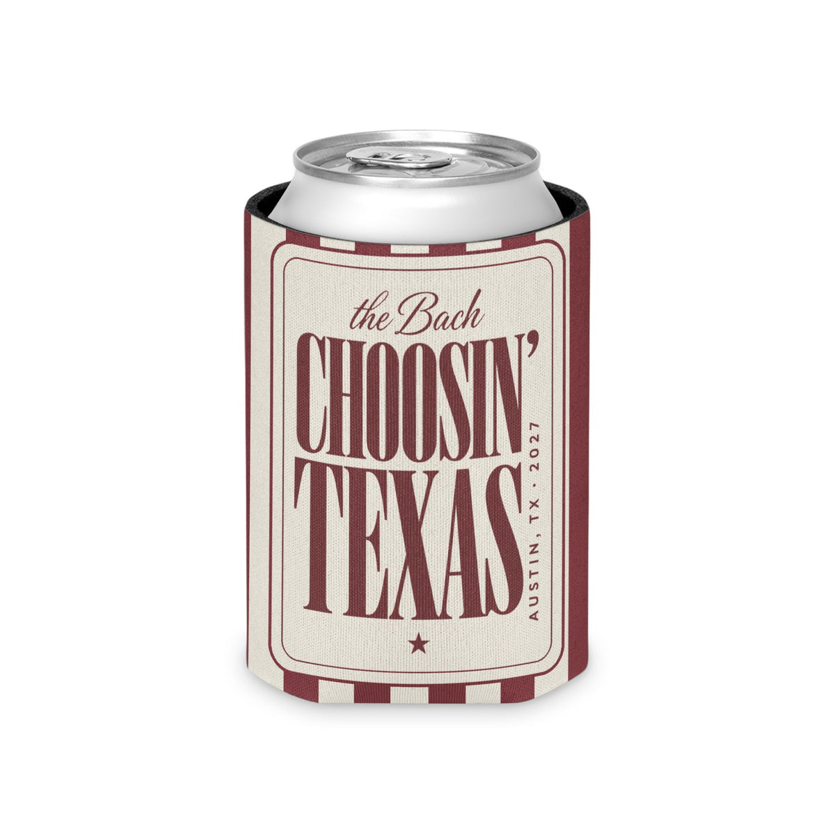 Choosin' Texas striped can cooler, Chili