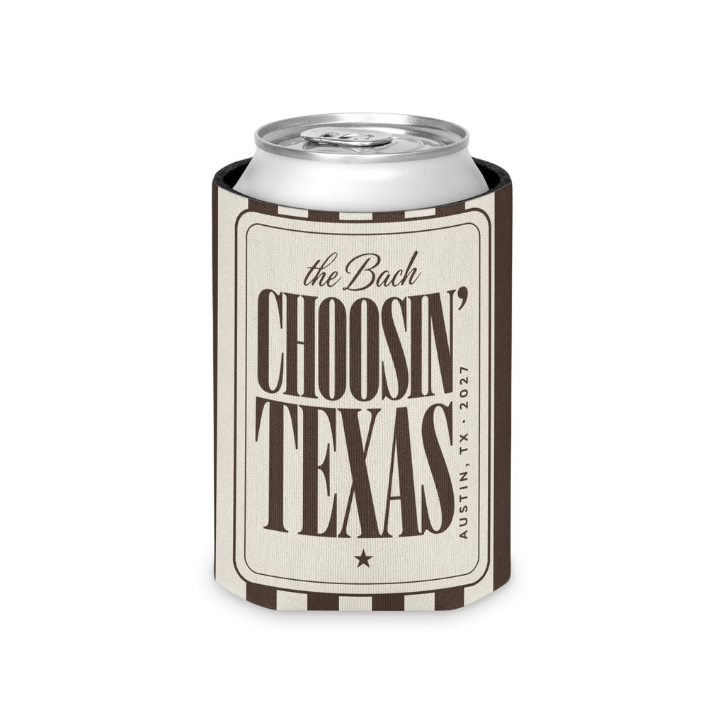 Choosin' Texas striped can cooler, Espresso