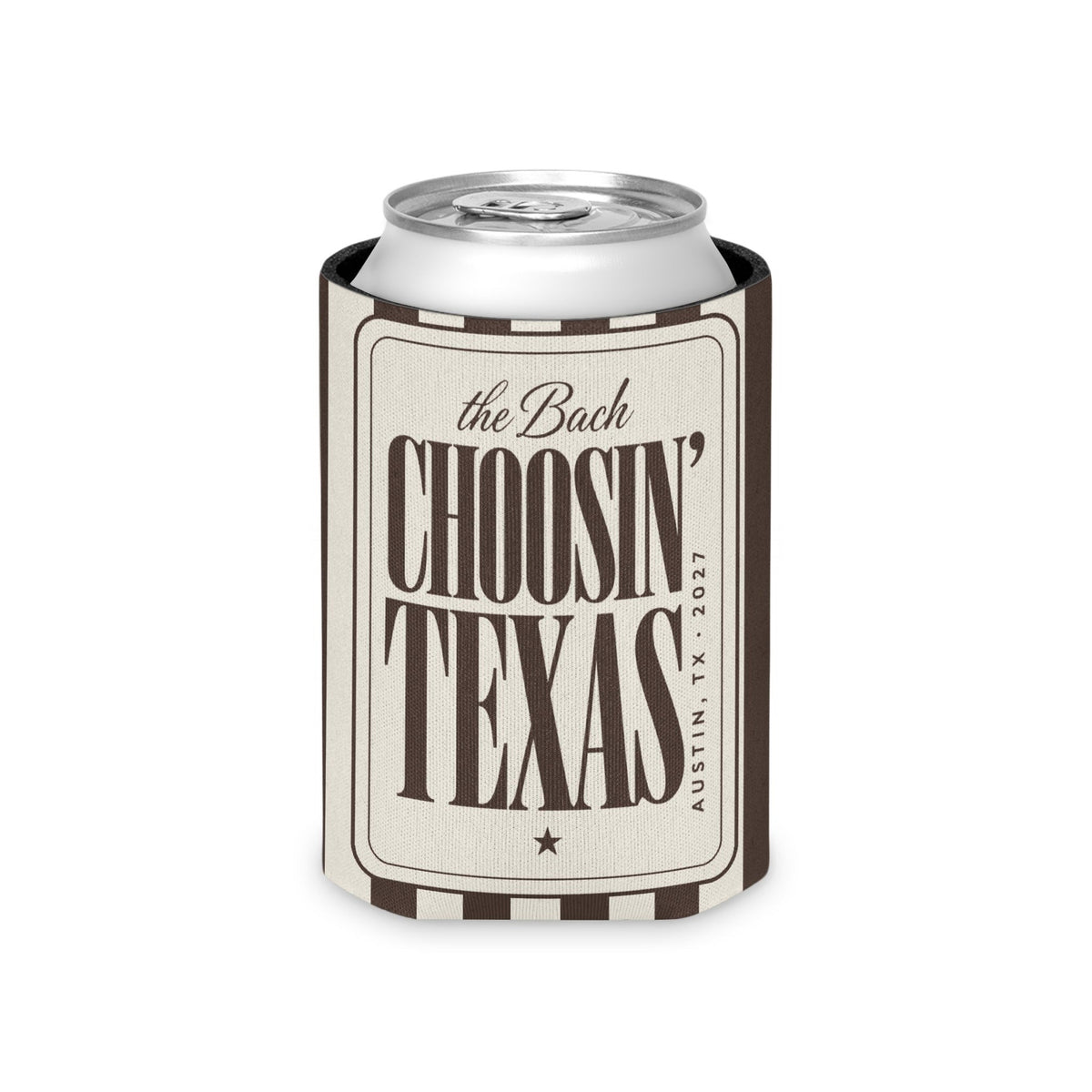 Choosin' Texas striped can cooler, Espresso